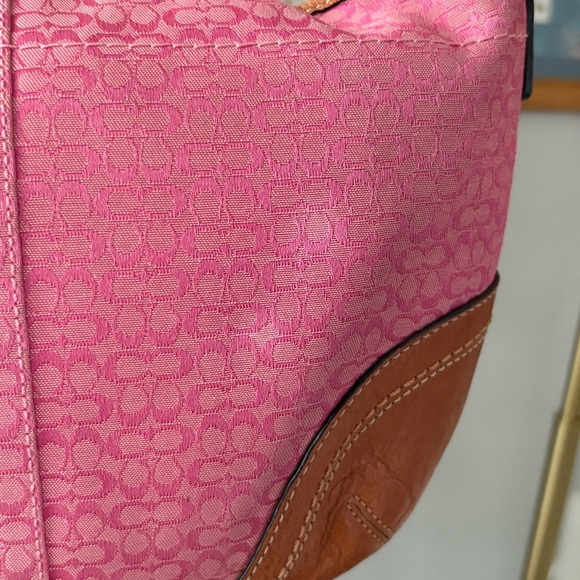 Vintage Y2K Coach Pink and Tan Hobo Monogram Bag - Picture 7 of 8